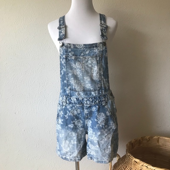 Joe Boxer Denim Floral Romper Overalls - Picture 3 of 8